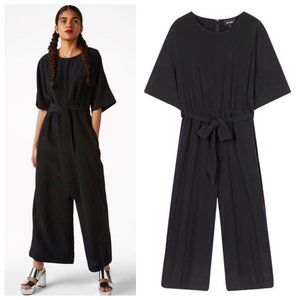 Monki Black Belted Wide Leg Jumpsuit